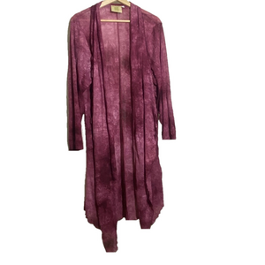 Asian Creation open front ti  dye burgundy beach swim cover up size M